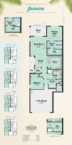 2D floor plan layout for the Jamaica by Minto Communities in Latitude Margaritaville Hilton Head, Hardeeville, SC (Image 3).