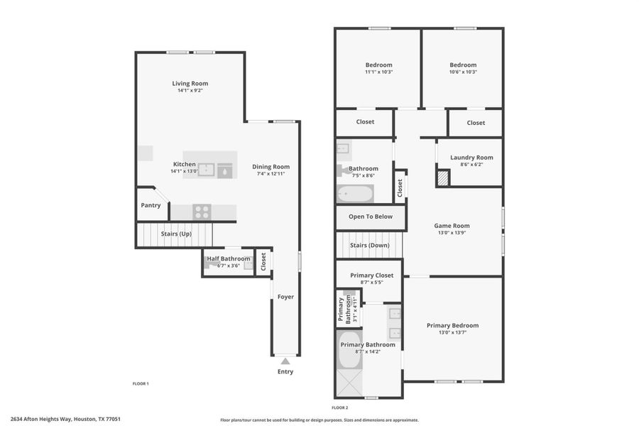 2D floor plan layout of this home in Grand West, Houston, TX (Image 5).