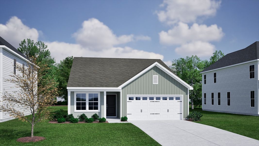 Front exterior of a new home in Hainer Place, Conway, SC, highlighting curb appeal (Image 1). Front exterior of a new home in Hainer Place, Conway, SC, highlighting curb appeal (Image 1).