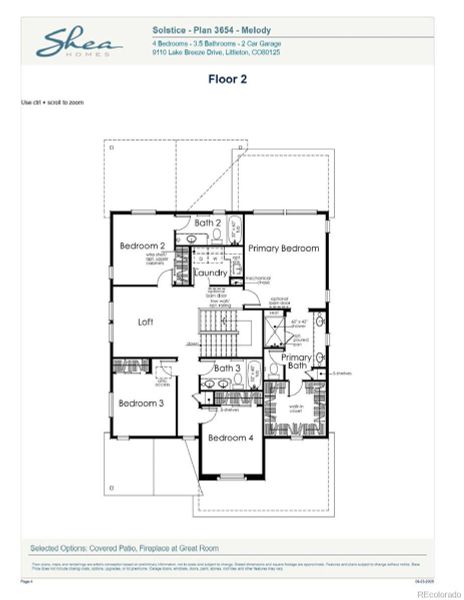 2D floor plan layout of this home in Harmony at Solstice, Littleton, CO (Image 2).