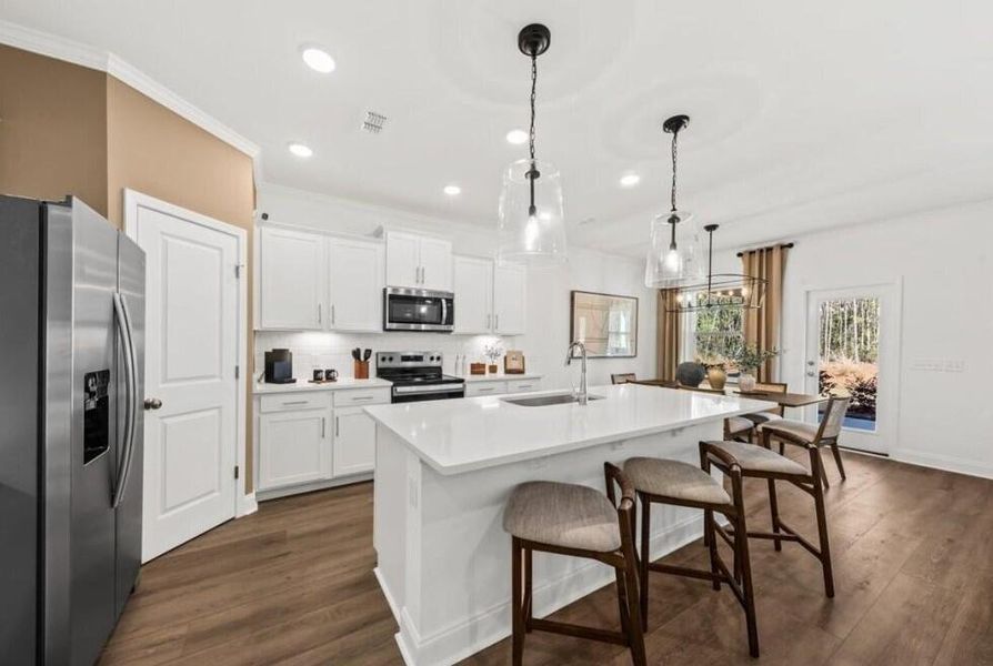 Furnished interior view inside a new home in Cedar Glen Preserve, Huger (Image 18). Furnished interior view inside a new home in Cedar Glen Preserve, Huger (Image 18).