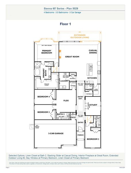 2D floor plan layout of this home in Sienna 65', Missouri City, TX (Image 4).