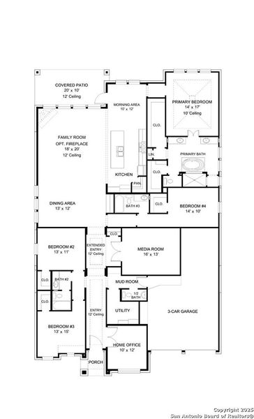 2D floor plan layout of this home in Kallison Ranch 60', San Antonio, TX (Image 2).