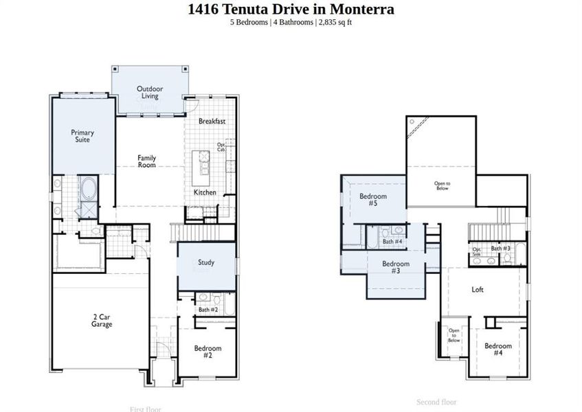 2D floor plan layout of this home in Monterra, Fate, TX (Image 4).