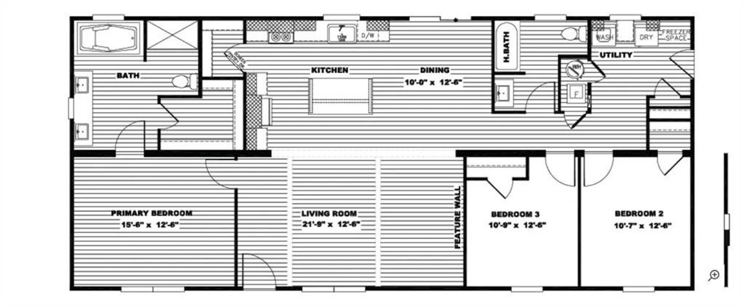 Floor plan on Clayton Home Farm Flex 3/2 28x60