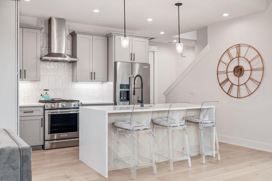 Quartz waterfall island