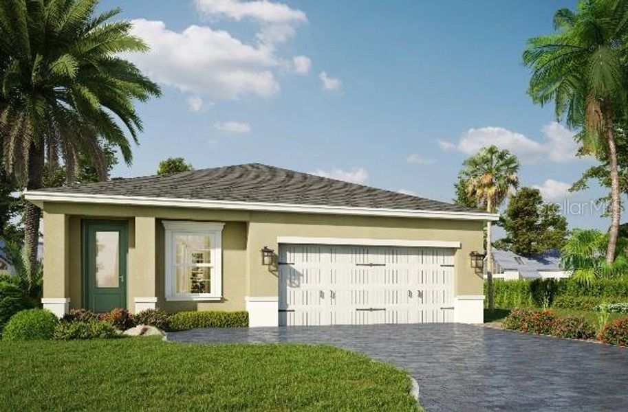 Front exterior of a new home in Yucatan Gardens, Orlando, FL, highlighting curb appeal (Image 1).