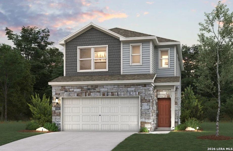 Front exterior of a new home in Rosemont Hill, San Antonio, TX, highlighting curb appeal (Image 1). Front exterior of a new home in Rosemont Hill, San Antonio, TX, highlighting curb appeal (Image 1).