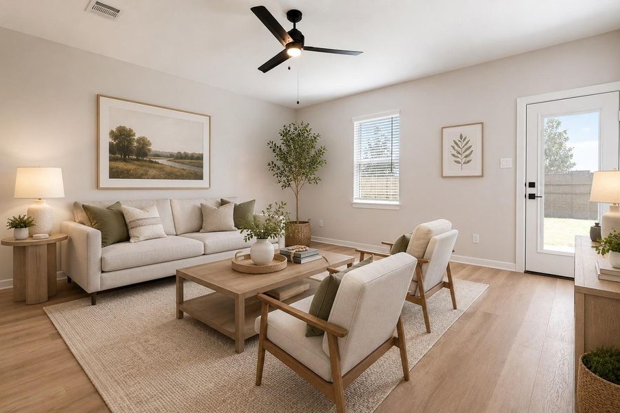 This photo of the living room has been virtually staged.