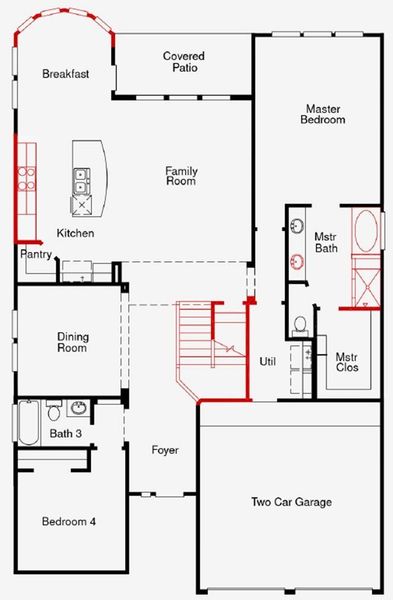 2D floor plan layout of this home in Dunham Pointe 50', Cypress, TX (Image 4).