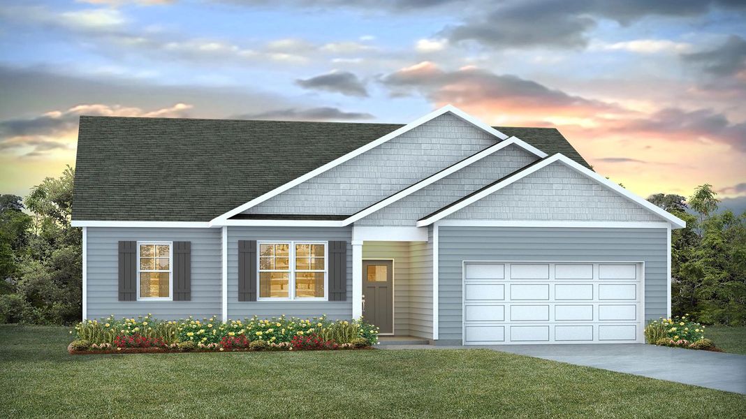 Representative exterior photo of a completed home built from the BOOTH by D.R. Horton in Auberon Woods, Conway, SC (Image 2). Representative exterior photo of a completed home built from the BOOTH by D.R. Horton in Auberon Woods, Conway, SC (Image 2).