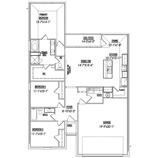2D floor plan layout for the The Bishop by Lillian Custom Homes in Hickory Hill, Sherman, TX (Image 3). 2D floor plan layout for the The Bishop by Lillian Custom Homes in Hickory Hill, Sherman, TX (Image 3).