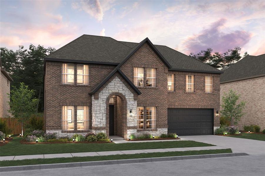 Front exterior of a new home in Heath Golf & Yacht Estates, Heath, TX, highlighting curb appeal (Image 1).