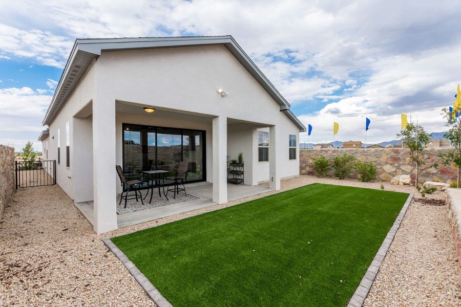 Exterior details and patio area of a home in Paseo Del Este, El Paso (Image 1). Exterior details and patio area of a home in Paseo Del Este, El Paso (Image 1).