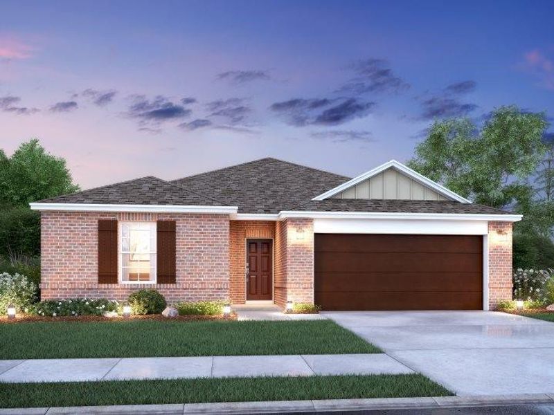 Front exterior of a new home in Sanderos, Fort Worth, TX, highlighting curb appeal (Image 1).