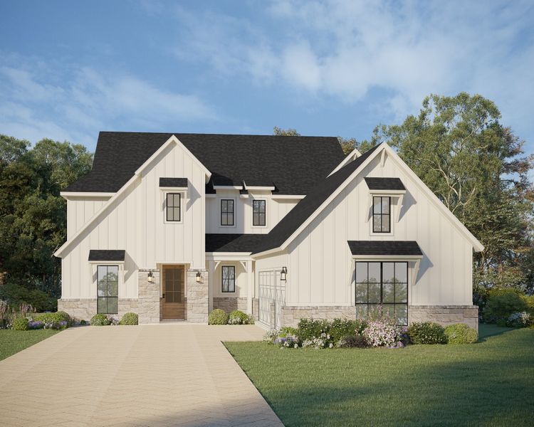 Plan 1643 Elevation E w/ Stone