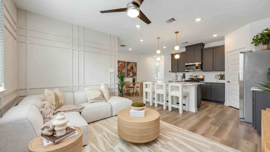 Furnished interior view inside a new home in Mansfield Park, Houston (Image 3). Furnished interior view inside a new home in Mansfield Park, Houston (Image 3).