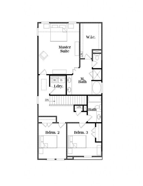 2D floor plan layout for the Rosedale by Rockhaven Homes in The Retreat at Walden Park, Jonesboro, GA (Image 5).