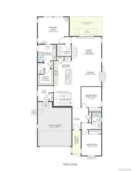 2D floor plan layout of this home in Prelude at Sterling Ranch, Littleton, CO (Image 4).