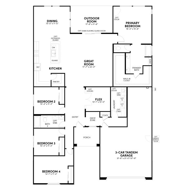 2D floor plan layout for the Lily by Brookfield Residential in Highland Mariposa at Alamar, Avondale, AZ (Image 5).