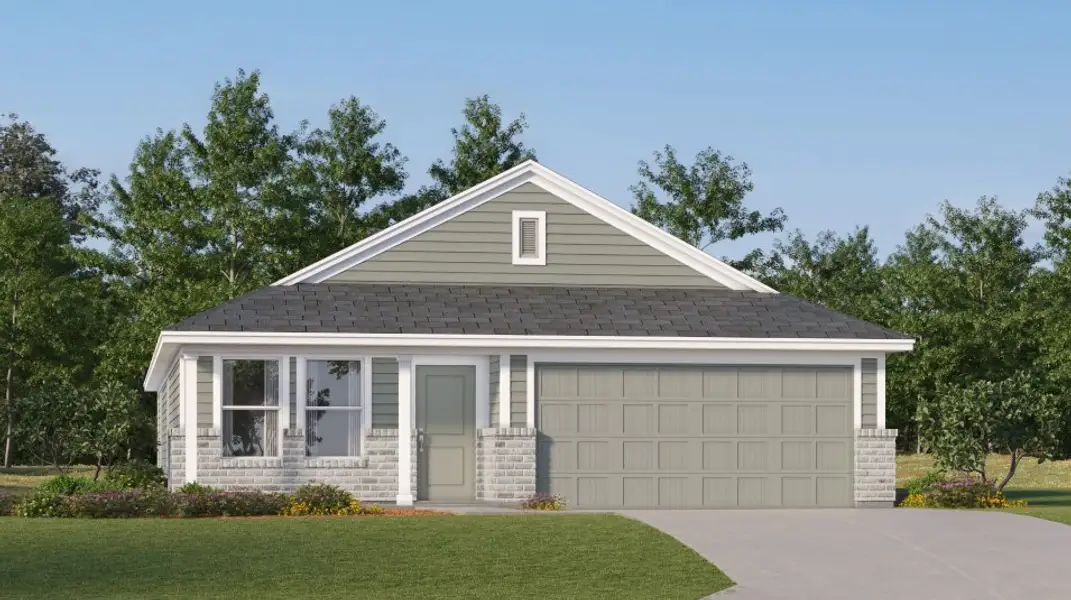 Front exterior of a new home in Foree Ranch, Providence Village, TX, highlighting curb appeal (Image 1). Front exterior of a new home in Foree Ranch, Providence Village, TX, highlighting curb appeal (Image 1).