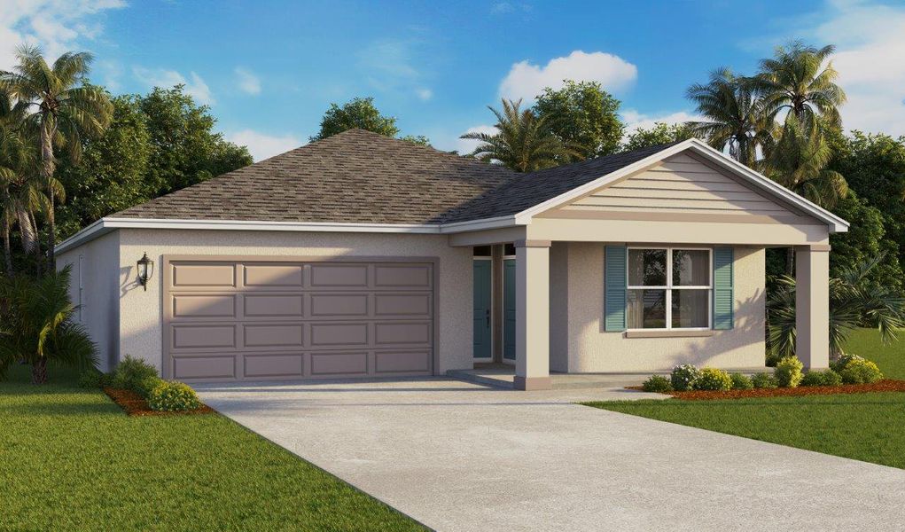 Representative exterior photo of a completed home built from the Lakeside by D.R. Horton in Lake Deer Estates, Poinciana, FL (Image 22).
