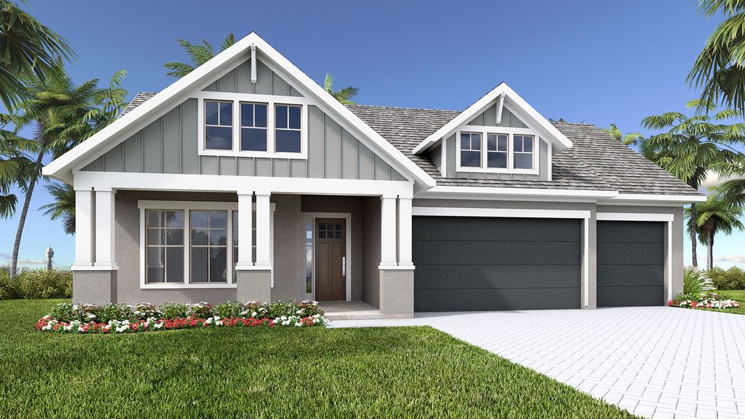 Representative exterior photo of a completed home built from the 3087F by Perry Homes in Reserve at Berry Bay, Wimauma, FL (Image 4).