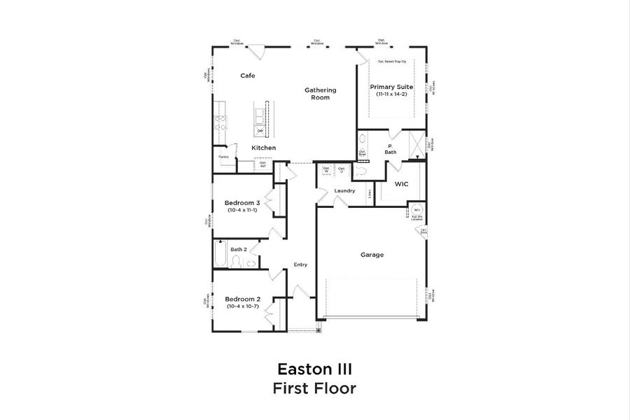2D floor plan layout for the Easton III by DRB Homes in Bluffs at Sun Colony, Longs, SC (Image 3).