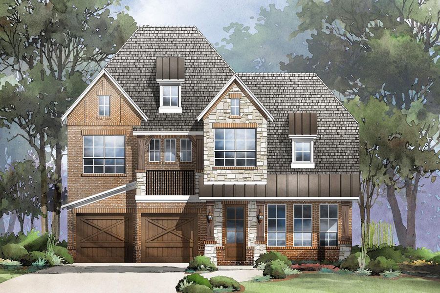 Representative exterior photo of a completed home built from the Grand Whitehall II by Grand Homes in Grand Oaks, Celina, TX (Image 21).