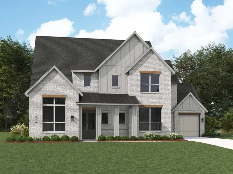 Representative exterior photo of a completed home built from the Livorno by Huntington Homes in Kresston 70s, Montgomery, TX (Image 20).
