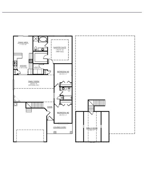2D floor plan layout for the BAILEY by D.R. Horton in Palmetto Valley, Anderson, SC (Image 2).