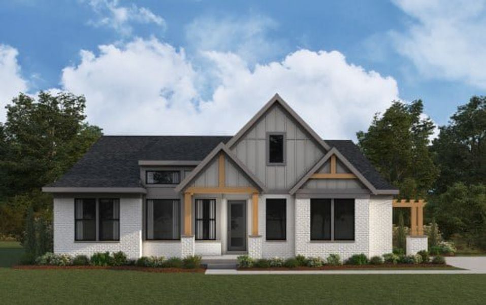 Representative exterior photo of a completed home built from the Teagan by Fischer Homes in Hidden Fields, Hoschton, GA (Image 9). Representative exterior photo of a completed home built from the Teagan by Fischer Homes in Hidden Fields, Hoschton, GA (Image 9).
