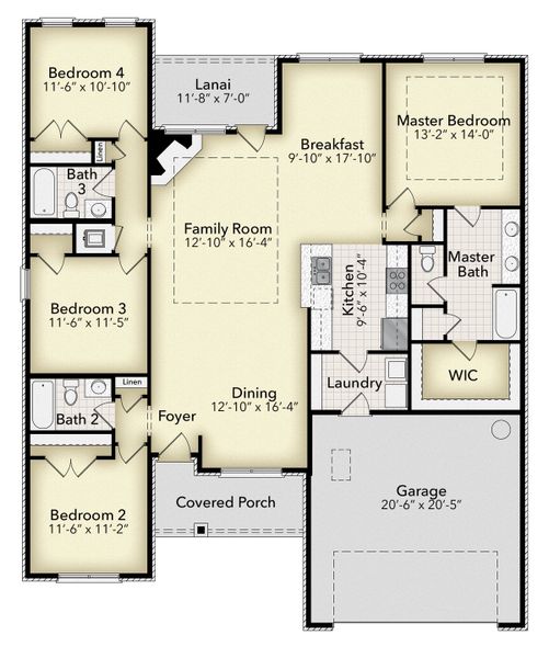 2D floor plan layout for the 2005 by Adams Homes in Ashton View, Crestview, FL (Image 3). 2D floor plan layout for the 2005 by Adams Homes in Ashton View, Crestview, FL (Image 3).