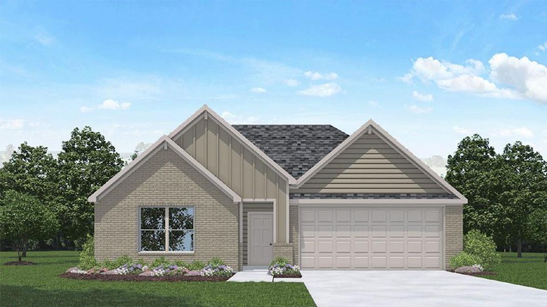 Front exterior of a new home in Silverthorne, Conroe, TX, highlighting curb appeal (Image 1). Front exterior of a new home in Silverthorne, Conroe, TX, highlighting curb appeal (Image 1).
