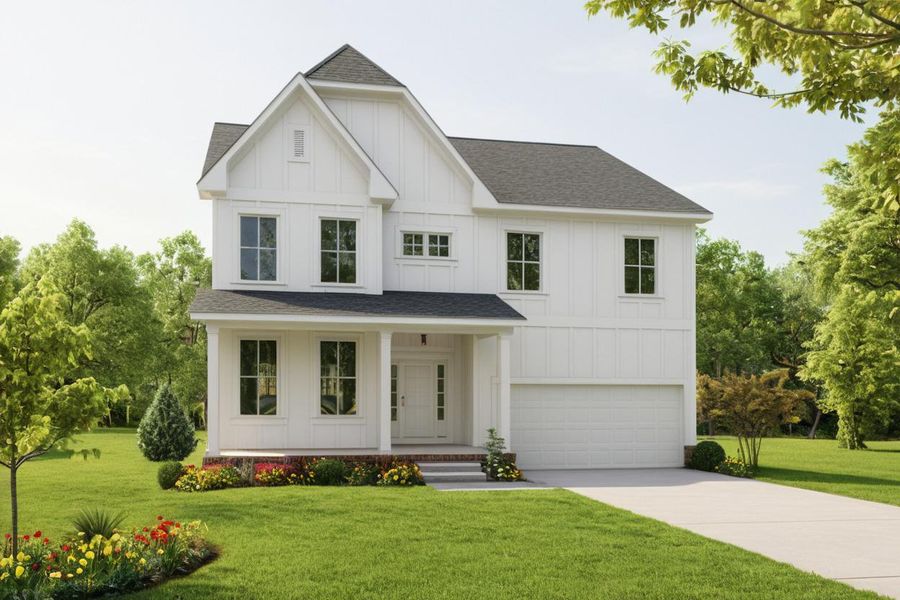 Front exterior of a new home in The Retreat at Norman Farm, Hendersonville, TN, highlighting curb appeal (Image 23).