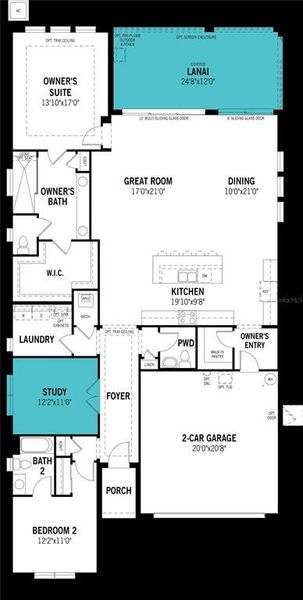 2D floor plan layout of this home in Brightmore at Wellen Park, Venice, FL (Image 4).