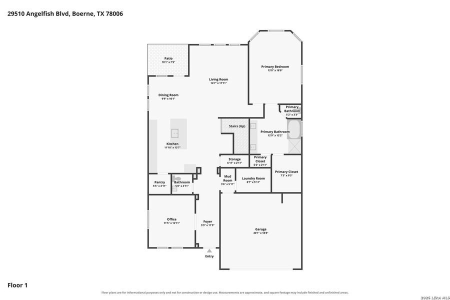 2D floor plan layout of this home in Fox Falls, Boerne, TX (Image 5).