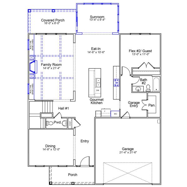 2D floor plan layout of this home in Scotts Hill Village, Wilmington, NC (Image 3).
