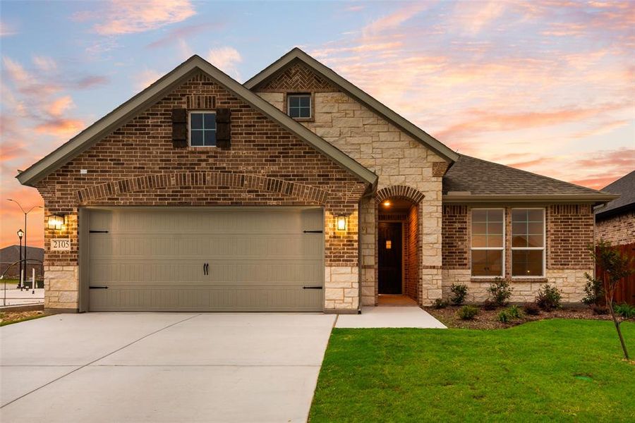 Front exterior of a new home in Northstar, Haslet, TX, highlighting curb appeal (Image 20).