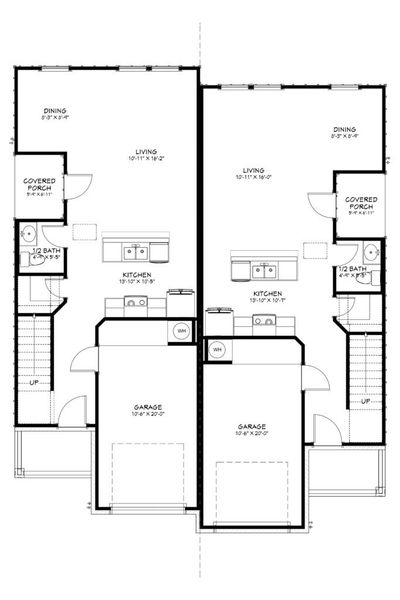2D floor plan layout for the James by Flintrock Builder in The Preserve at Thousand Oaks Duplexes, Killeen, TX (Image 5). 2D floor plan layout for the James by Flintrock Builder in The Preserve at Thousand Oaks Duplexes, Killeen, TX (Image 5).