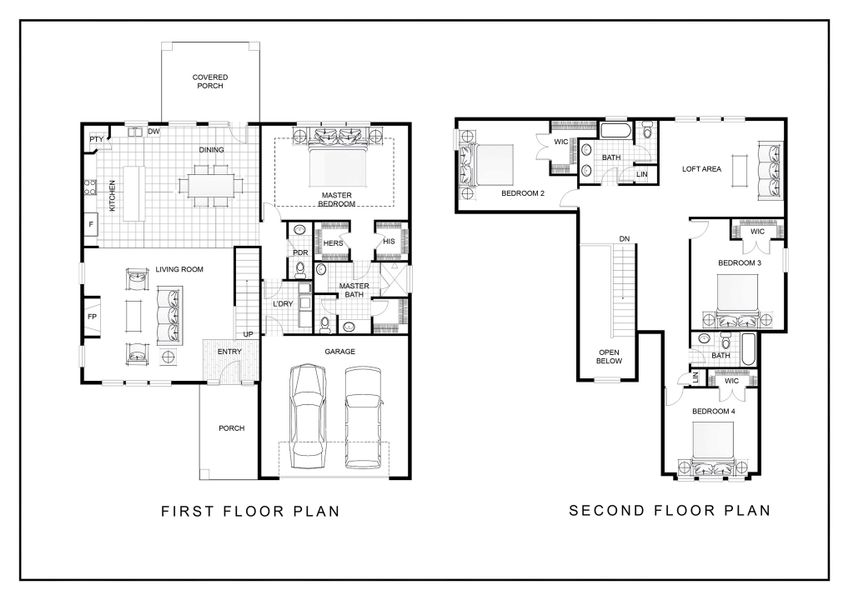 2D floor plan layout of this home in Walker's Pointe, Anderson, SC (Image 5).