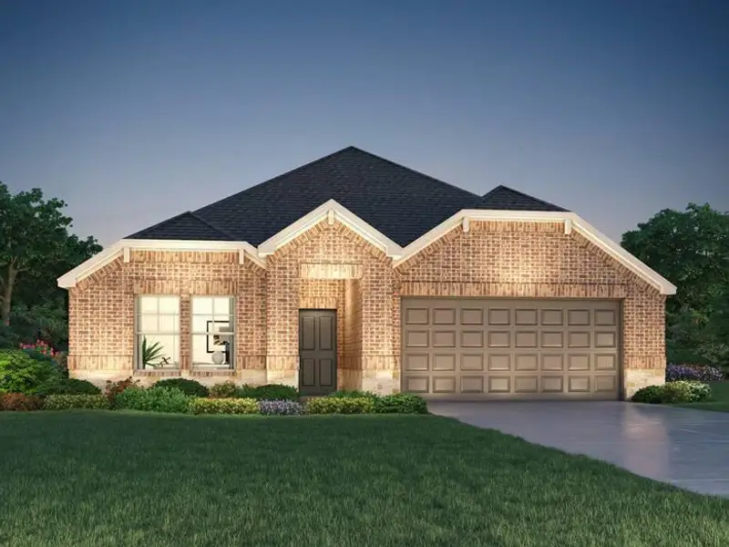 Front exterior of a new home in Kingdom Heights, Rosenberg, TX, highlighting curb appeal (Image 1).