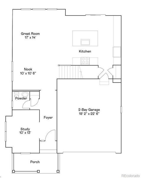 2D floor plan layout of this home in Riano Ridge: The Pioneer Collection, Loveland, CO (Image 2).