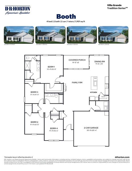 2D floor plan layout for the Booth by D.R. Horton in Villa Grande, Winterville, NC (Image 5). 2D floor plan layout for the Booth by D.R. Horton in Villa Grande, Winterville, NC (Image 5).
