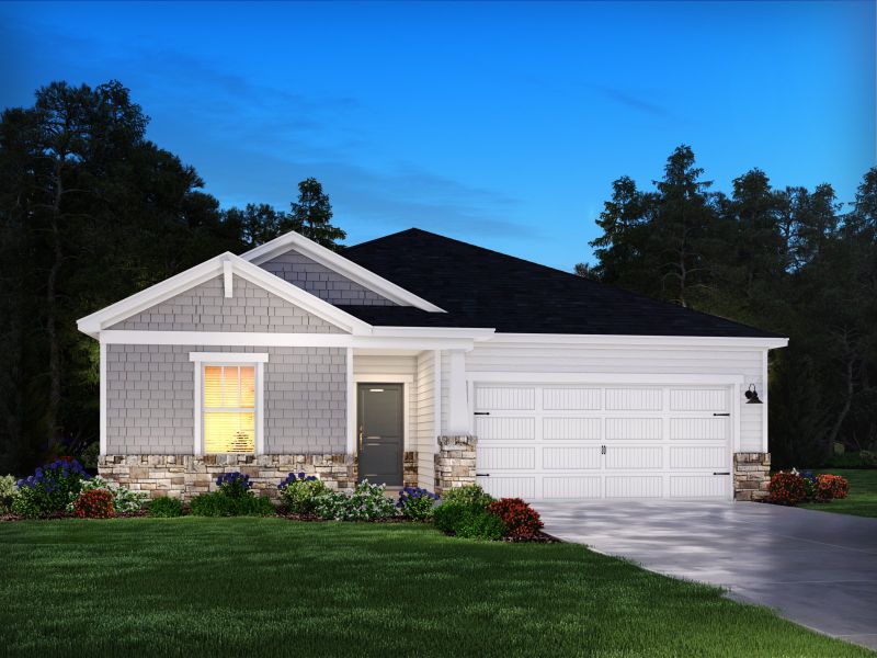 Representative exterior photo of a completed home built from the Chandler by Meritage Homes in Creekside Point, Little River, SC (Image 5). Representative exterior photo of a completed home built from the Chandler by Meritage Homes in Creekside Point, Little River, SC (Image 5).