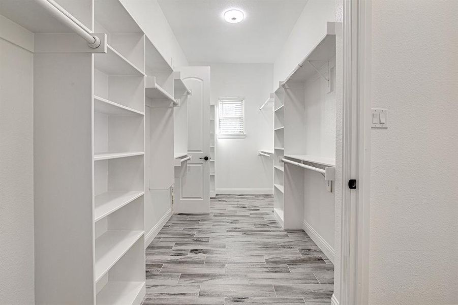 Walk in closet featuring light hardwood / wood-style flooring