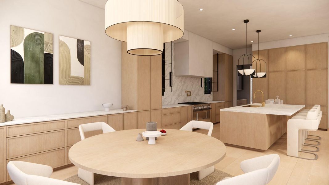 Artist Rendering of Breakfast area. Features include additional custom site built cabinetry & counter space extending to the breakfast area.