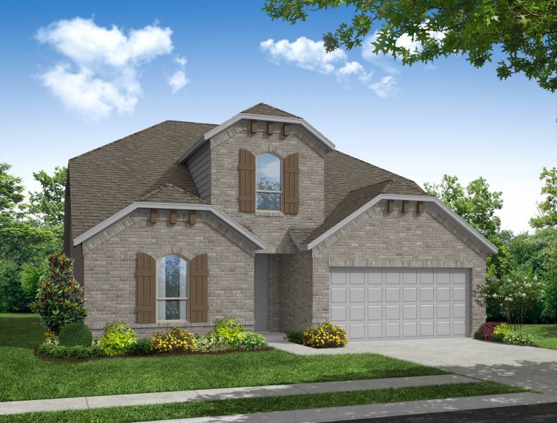 Representative exterior photo of a completed home built from the Brighton by Impression Homes in Mercer Meadows, Royse City, TX (Image 6). Representative exterior photo of a completed home built from the Brighton by Impression Homes in Mercer Meadows, Royse City, TX (Image 6).