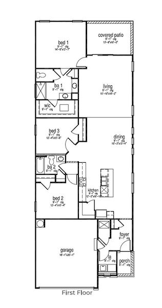 2D floor plan layout for the Desmond by D.R. Horton in Altama, Brunswick, GA (Image 3).