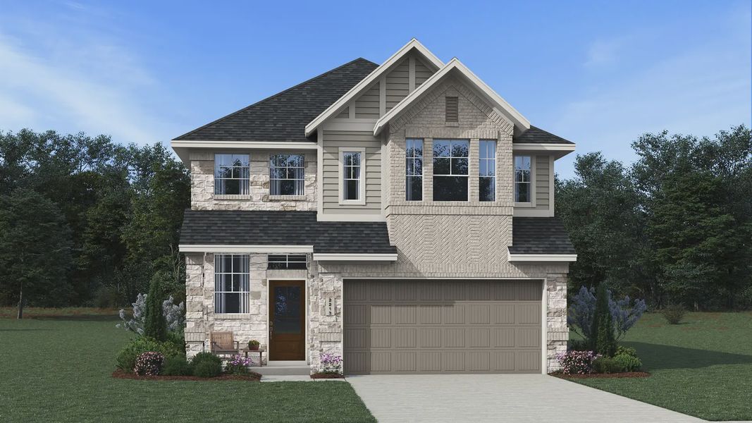 Representative exterior photo of a completed home built from the Sage by Chesmar Homes in The George, Richmond, TX (Image 20).